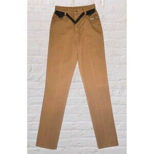 Vtg Roughrider Straight Leg Jeans High Rise Size 7/8 Brown Circle T Western Pant